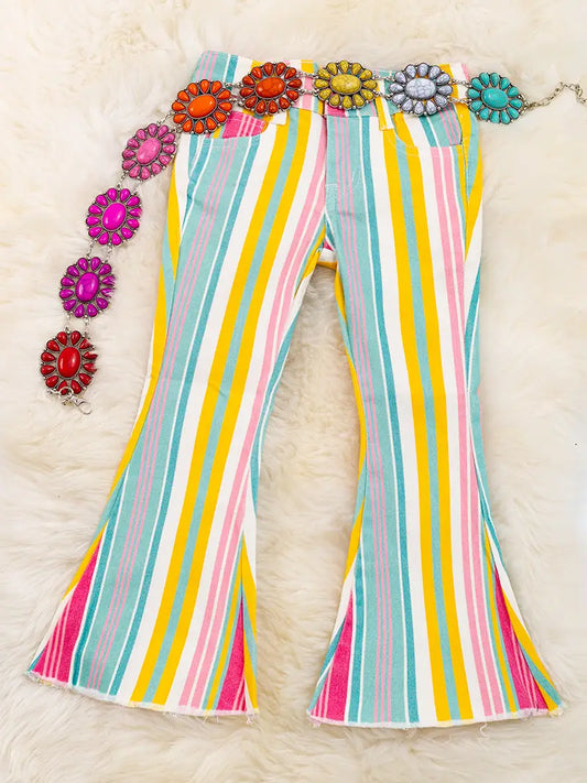 Multi-Color Flare Girls Pant